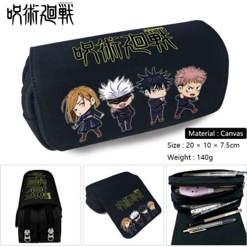Jujutsu Kaisen Anime Peripheral Student Pencil Case Pencil Case Canvas Double-layer Zipper Stationery Case school supplies