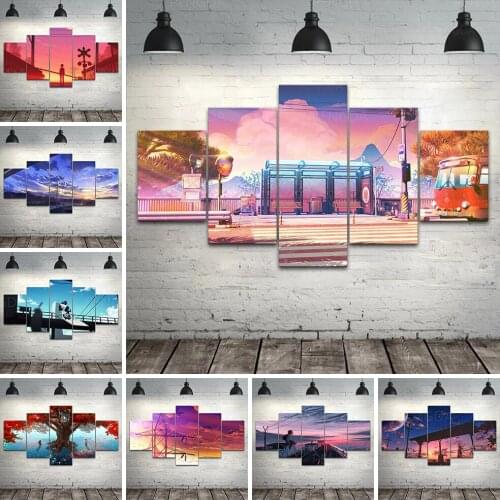 Home Decoration Canvas Painting Animation Scenery Wall Art Poster Modular Picture No Framework Cartoon For Bedside Background