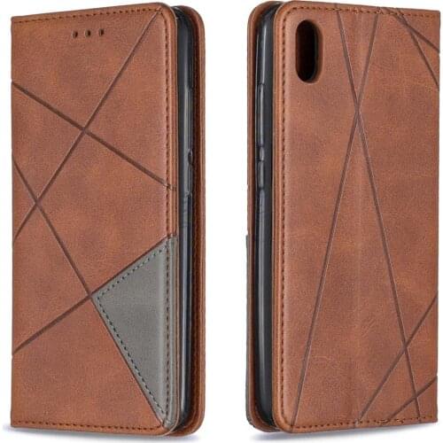 For Sony Xperia 8 /5 Fashion Diamond Grid Splice Advanced Leather Flip Card Slot Stand Mobile Phone Case Magnetic Cover Bag