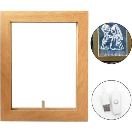 3D Visual Wooden Night Light LED Photo Frame Camera Image Lamp Bedroom Bedside Decoration Creative Gifts