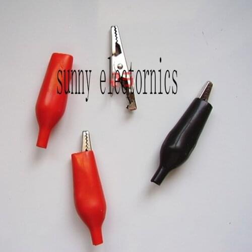 20pcs/lot 35MM Metal Alligator Electrical Clamp for Testing Probe Meter Black and Red with Plastic Boot
