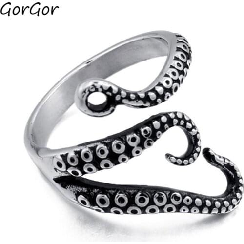GorGor Rings Men Stainless Steel The New Pattern Octopus Individuality Punk Style Simplicity Fashion Accessories RC-363