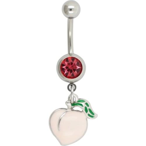 JHJT 14G Navel Belly Button Rings 316L Surgical Steel Peach Sexy Belly Piercing Body Jewelry Nombril Rings