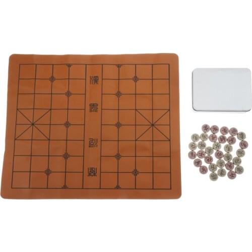 Chinese Chess Set Metal Bronze Pieces Xiangqi Board Game for Home Party Entertainment