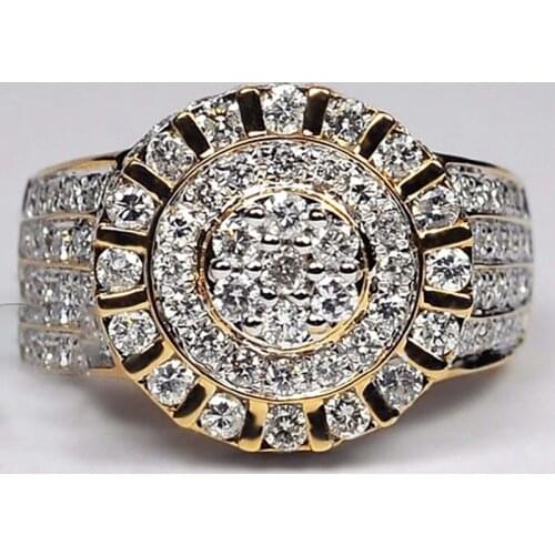 White Gold Crystal Rings Jewelry for r Men Wedding Jewelry Round Rhinestone finger Ring