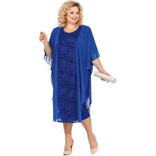 2021 Plus Size Lace Mother Of The Bride Dresses Wedding Party Gown Tea Length robe mere de la mariee Gift For Guest One Piece