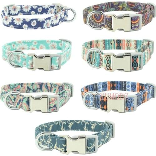 5 Colors Fashion Elegant Dogs Collars Adjustable Daisy/Ethnic Printing Cats Collar Comfortable Durable Pets Supplies Accessories