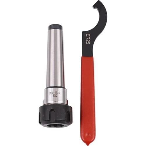 Mt3 Er25 M12 Collet Chuck Holder Fixed Cnc Milling Turning Tools + 1Pc Spanner