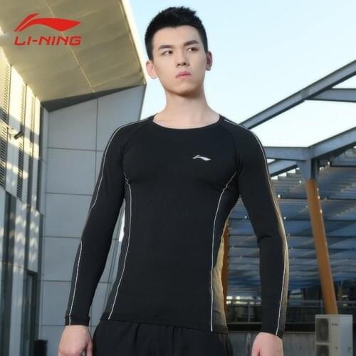 Li-Ning Men T-Shirt Sports Top Long Sleeve Training Tights Fit Breathable Comfort LiNing Sports Tee Tops AUDN153