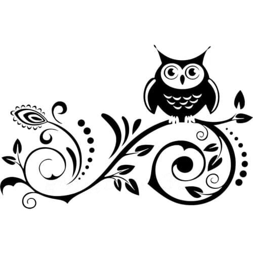 20X12.7CM New Hot Vine Flower Owl Interesting Vinyl Car Sticker And Decal Black/Silver S6-2535