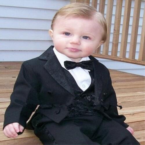 TPSAADE New Arrival Black Tuxedos Kids Handsome Scholar Primary Business Suits Boy Prom Suits (Jacket + Pants + Vest + Tie)101