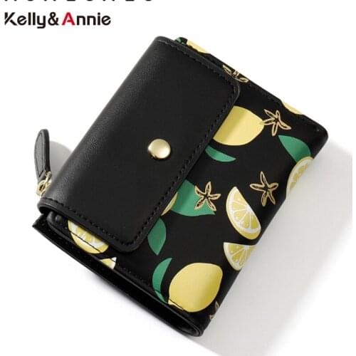 New Design Card Holder Purse Fruit Pattern Wallets For Women PU Leather Female Zipper Coins Pocket Wallets Ladies Fashion Purse