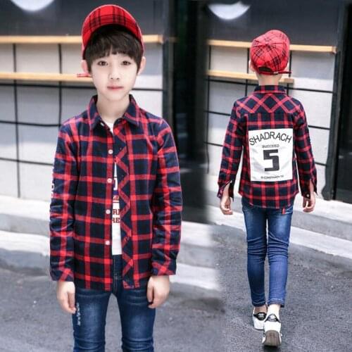 Boys clothes children casual letter shirt big boys long sleeve cotton coat 3-16T children spring autumn warm jacket kids shirt