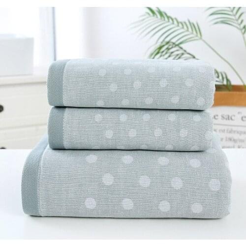 Drop Shipping New Dot 3pcs/Set Soft Cotton Hotel Bath Towels For Adults Absorbent Terry Hand Bath Beach Face Women Towels Set