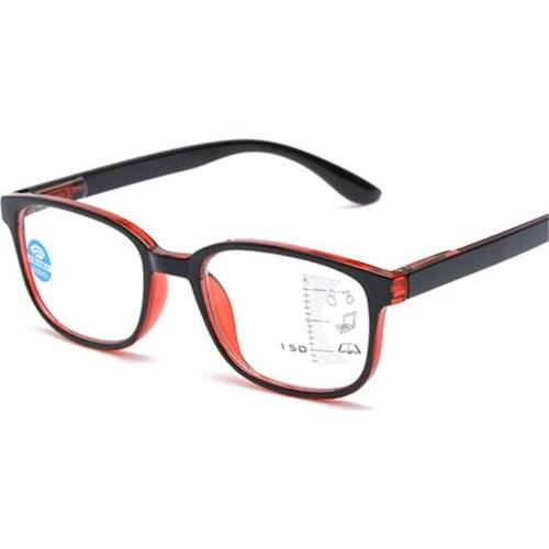 Progressive Multifocal Reading Glasses Men Women Square Anti blue light Glasses Frame Near Far Sight Diopter 1.0 1.5 2.0 2.5 3.0