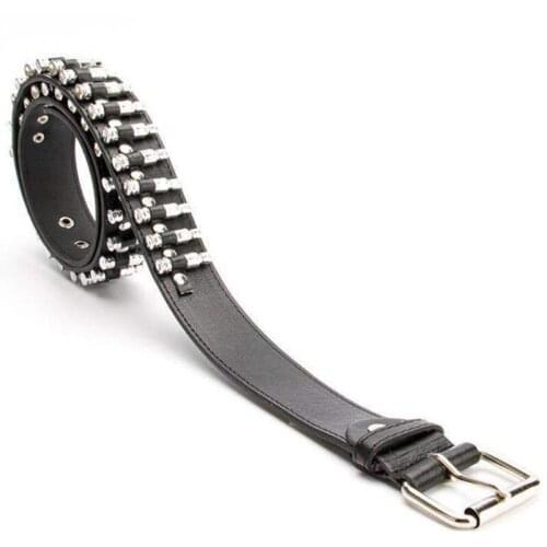 Punk Bullet Rivet Hipster Belt Black High Quality Fashion Street Men and Women Belt
