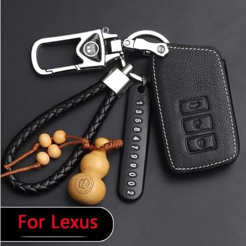 Luxury Leather Car Key Case For Lexus ES IS IS-C LS RX NX GS CT GX LX RC With Zinc Alloy Keychain, Key Ring Auto Accessories