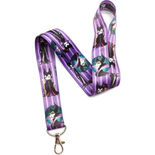 Retail 1 pcs cartoon Maleficent Villain Lanyard Key Lanyard Cosplay Badge ID Cards Holders Neck
