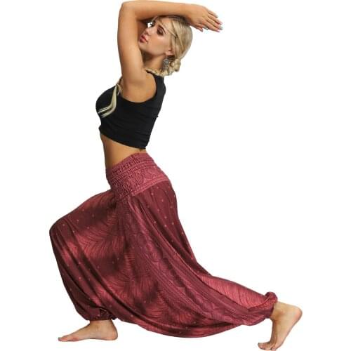 TWTOPSE Bloomers Yoga Pants Female Fashion GYM Sports Loose Pants Floral Printing Bohemia Soft Casual Trousers Free Size 2020