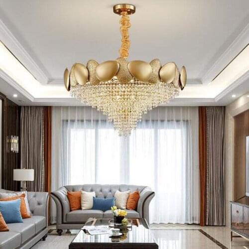 Luxury crystal chandelier lamp stainless steel LED lights living room lighting crystal chandelier home decoration