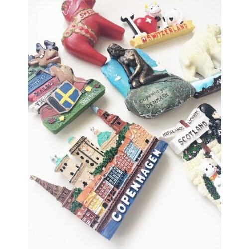 Mermaid Statue In Copenhagen Denmark 3D Fridge Magnets Tourist Souvenirs Refrigerator Magnetic Stickers Home Decoration