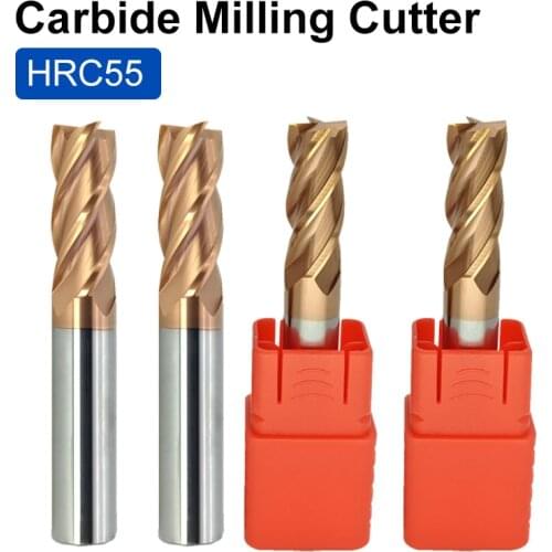 Hrc55 4 Flutes Carbide End Mill Metal Cutter Tool Lathe Machin Tungsten Steel Milling Cutter Face Router Bit