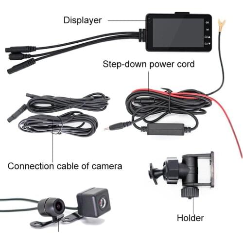 3 Inch 1080P HD Motorcycle Driving Recorder DVR Waterproof Double Mirror VGA Format Motorcycle Driving Camera Black Recorder Box