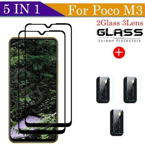 Full Gule Tempered Glass For Xiaomi Poco M3 Screen Protector Explosion-proof Glass For Xiaomi Poco M3 Camera Film For Poco M3