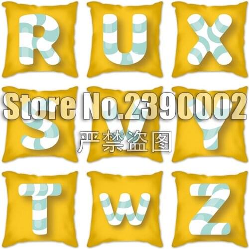 Yellow Cushion Covers 26 English letters Pillow For Kids Pillowslip Covers Polyester Pillowcase Home Decor 45x45cm Decorative