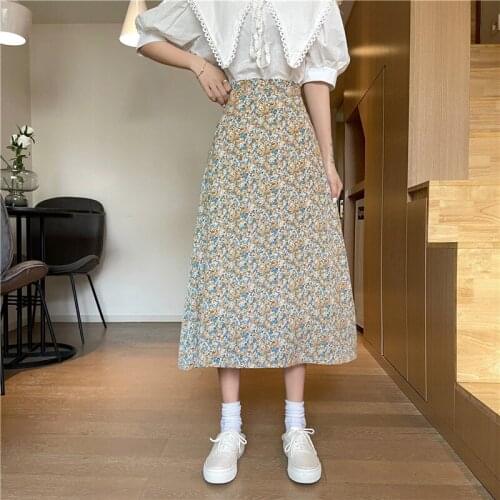 Womens Skirt Vintage Clothes Long Skirts White Harajuku Summer High Waist Streetwear 2021 Fashion flowy Spring Elastic Chiffon