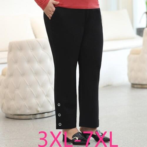 New spring autumn plus size wide leg pants for women loose casual large elastic waist long trousers black 3XL 4XL 5XL 6XL 7XL