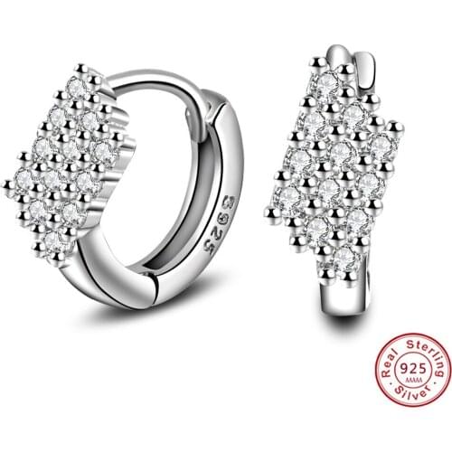 Pure silver color jewelry female Cz crystal classic stud earrings for women brincos with AAA Rhinestone pendientes punk