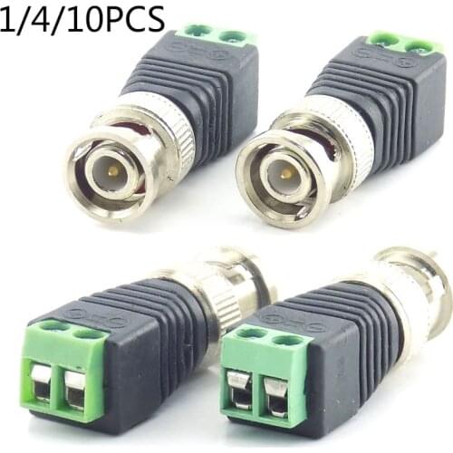 1/4/10pcs DC BNC Male Connector Surveillance Plug Accessories Video Balun System Security Adapter Coax CAT5 for CCTV Camera