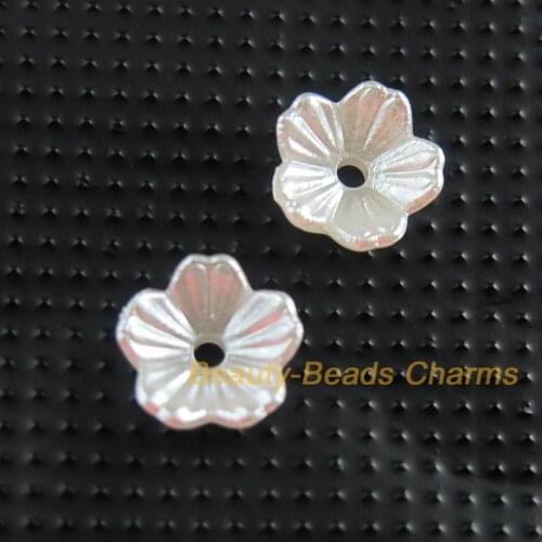 New 250Pcs White Plastic Acrylic Flower Leaf Spacer End Bead Caps Charms 8mm