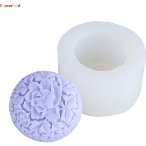3d Flower Soft Silicone Mold Peony Flower Round DIY Handmade Soap Silicone Mold Chocolate Mold Cake Decor Cake Making Supplies