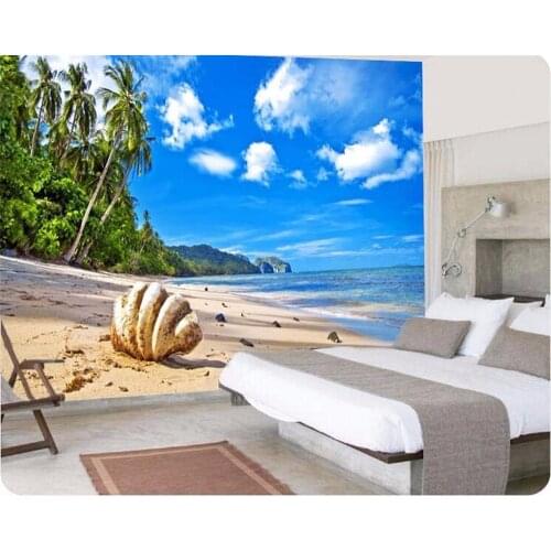 Beibehang 3d living room beach clouds coconut shell sea view photo wallpaper home decoration wallpaper wallpaper for walls 3 d