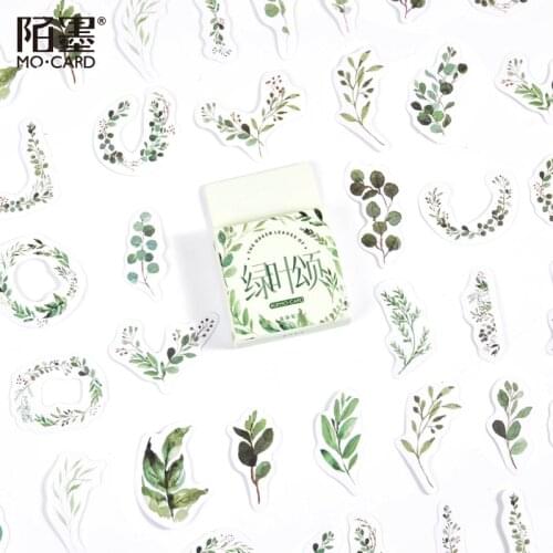 45 PCS/ Boxed stickers Ode to Green Leaves Fresh Plants Handbook Diary Sticker Decorative Sealing Sticker