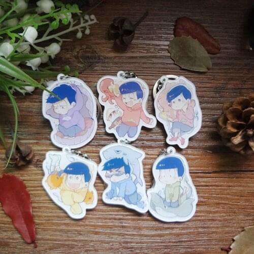 6pcs/set Mr.Osomatsu San SIX SAME FACES Konya wa Saikou Phone Strap Set Keychain Matsuno Karamatsu Portachiavi