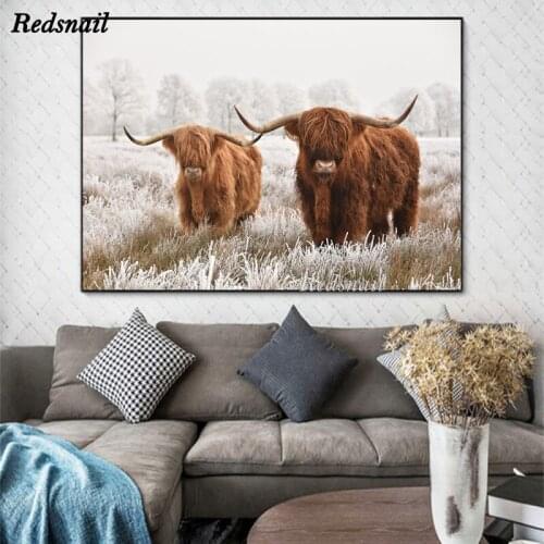 DIY Diamond painting Highland Cow Golden 5D Square/Round Drill mosaic Diamonds Embroidery Wall Art Animal Dutch cow EE919