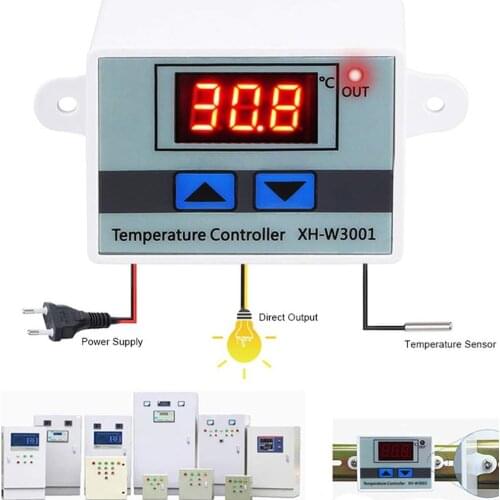 Digital LED Temperature Controller Waterproof Temperature Switch Board Sensor Heating Cooling Thermostat 12V