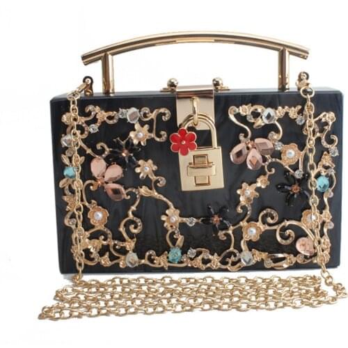 Girl Pearl beaded messenger handbag Women Box Clutch Evening bags Handbags Marble Grain Chain Shoulder bag Cross body bag Purse