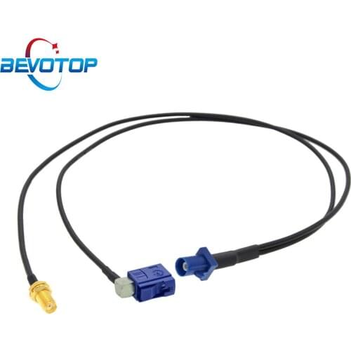 Fakra C Male to 1X SMA Female + 1xFakra C Female Right Angle Y Type Splitter RF Cable Navigation GPS Antenna Extension Cord