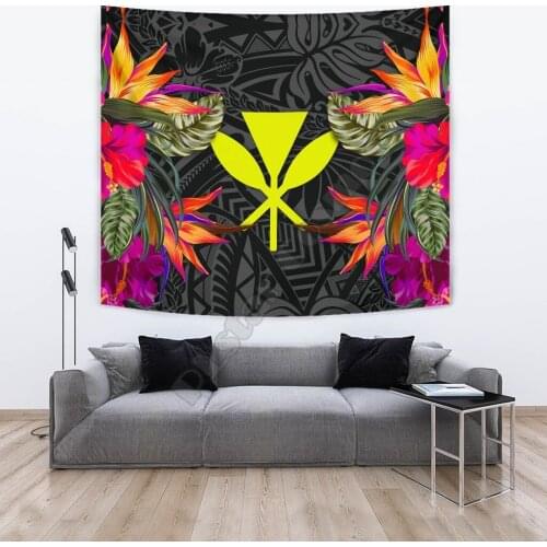 Hawaii Slide Tapestry Polynesian Hibiscus Pattern 3D Printed Tapestrying Rectangular Home Decor Wall Hanging