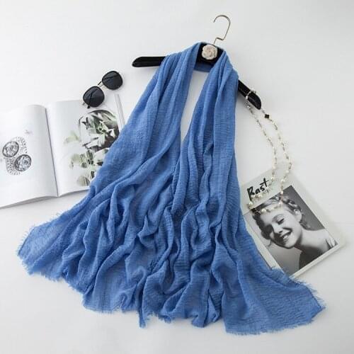 Classic solid color cotton and linen scarf Crumpled short beard Muslim scarf shawl Luxury brand headscarf Pashmina Lady bag S104