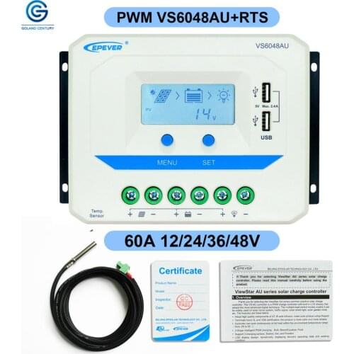 EPever 12V 24V 36V 48V Auto 3048AU 6048AU 30A 60A Double USB Charge Ports Intelligent PWM Smart Home Controllers