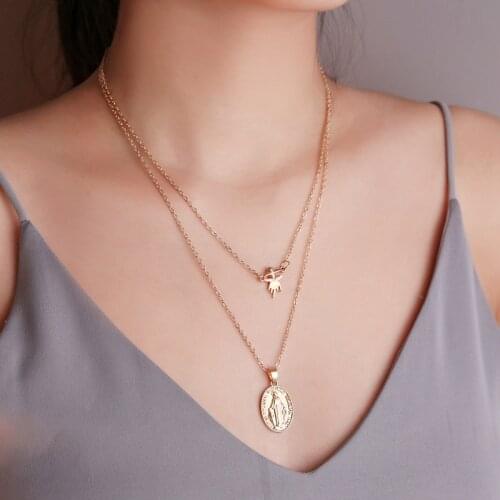 Creative Double Layer Scarecrow Jesus Pendant Necklace Party Accessories For Men Women Classic Christian Jewelry