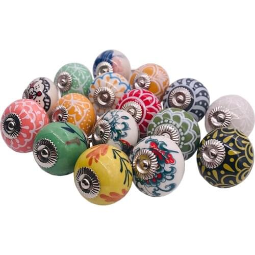 Set of 6 Solid Ceramic Cabinet Door Wardrobe knobs Kitchen Cabinet Handles Drawer pulls Shabby Chic Decorative Handpainted Knobs