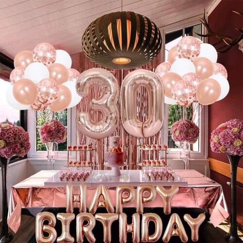 Birthday party decoration balloon rose gold 18 21 30 40 50 years old rain silk sequins confetti birthday balloon combination