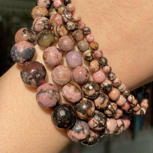 Natural Faceted Black Lace Rhodonite Stone Beads 4 6 8 10 12mm Round Loose Beads For Jewelry Making Diy Bracelet Accessories 15