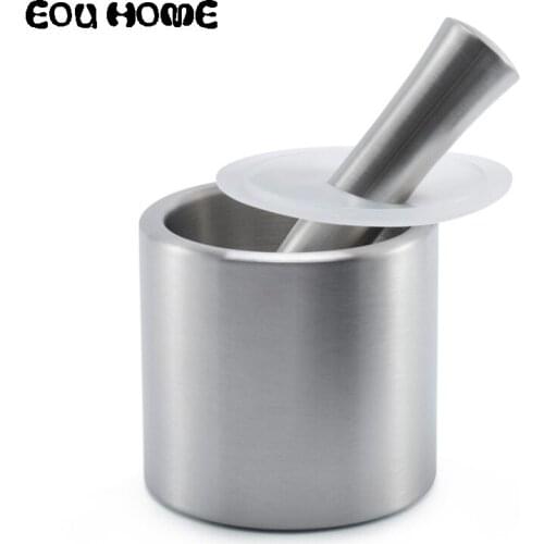 Stainless Steel Cylinder Mills Garlic Pounder Medicine Pounding Tank Pressure Garlic Mashed Garlic Masher Grinder Mortar Device